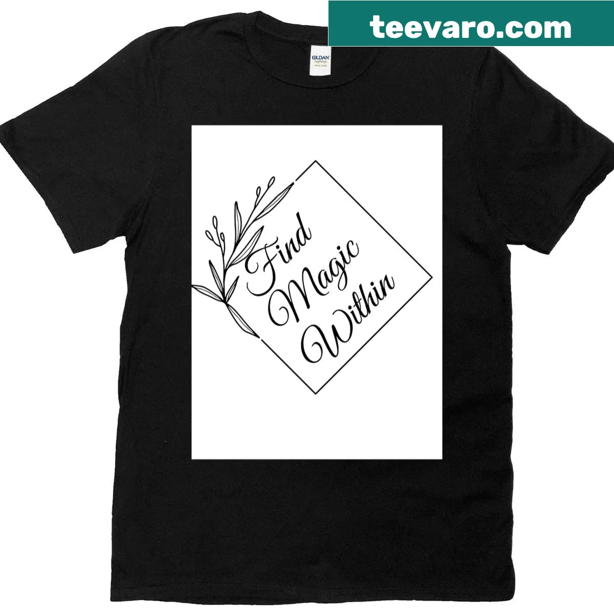 Inspirational typography T-shirt with the quote 'Find Magic Within' — on a men's t-shirt