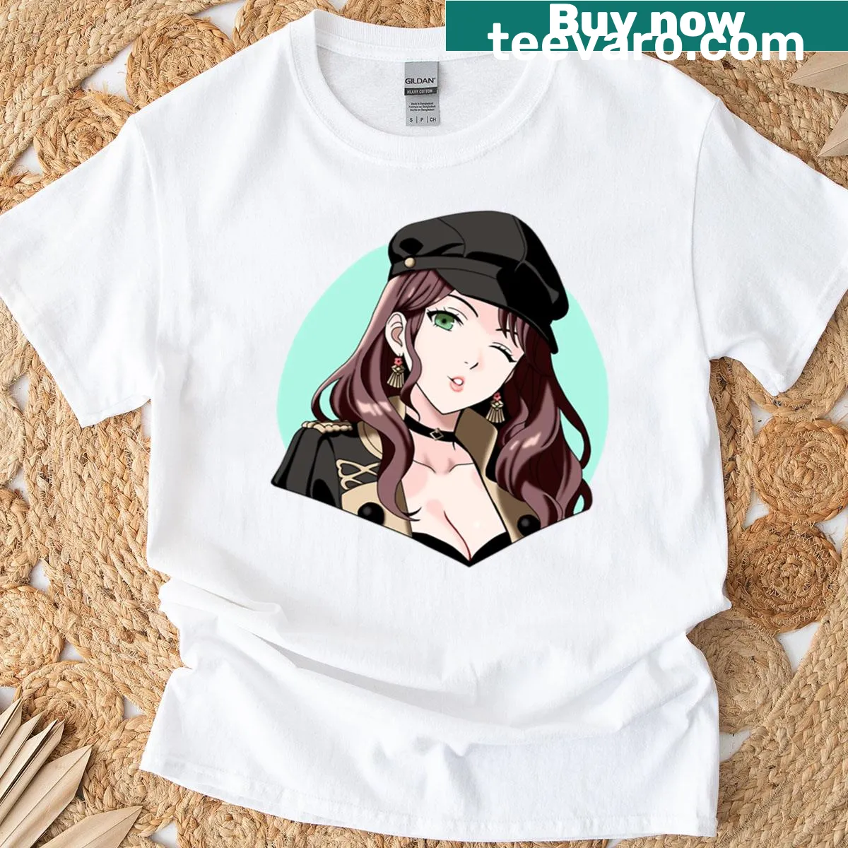 Cartoon graphic T-shirt featuring a playful character named Dorothea. — on a men's t-shirt