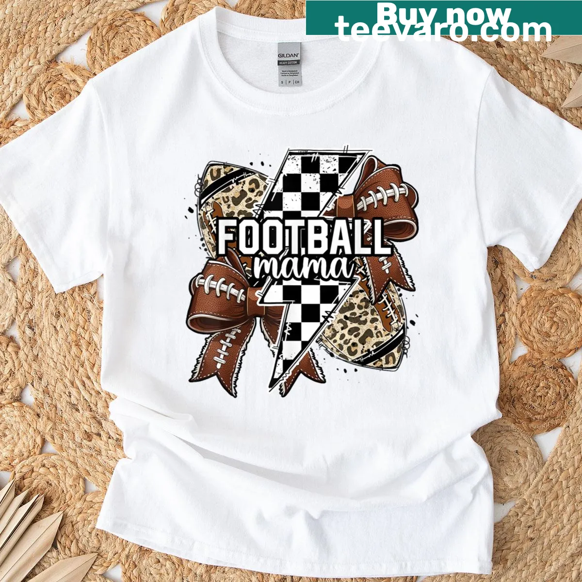 Proud football mom t-shirt for game day — on a men's t-shirt
