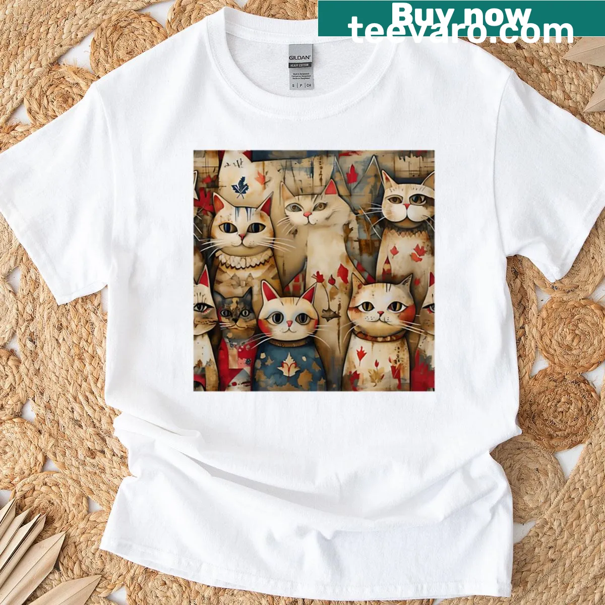 Illustrated design of French Canadian cats on t-shirt — on a men's t-shirt