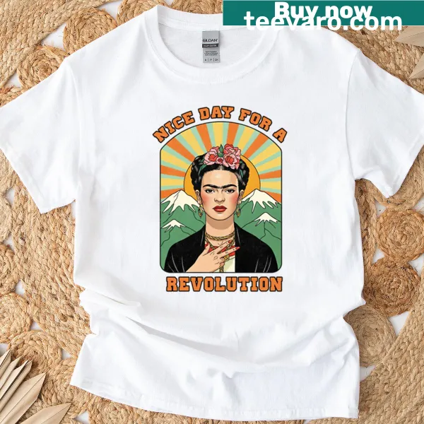 Typographic T-shirt with 'Nice Day For A Revolution' text