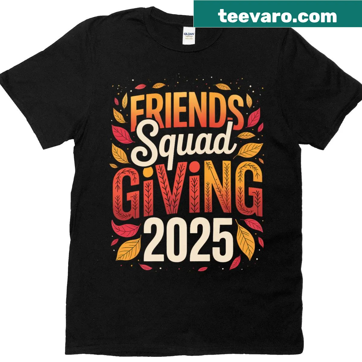 Thanksgiving-themed Friends Squad t-shirt with heartfelt message — on a men's t-shirt