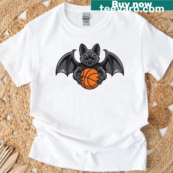 Cute basketball bat T-shirt with minimalist animal illustration