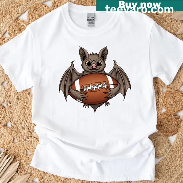 Minimalist cartoon bat playing football with a cute design