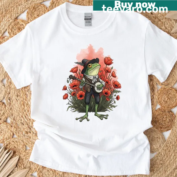 Aesthetic cottagecore toad shirt featuring a funny frog meme illustration