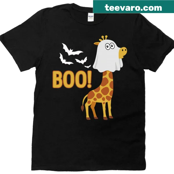 Ghost giraffe illustration for Halloween t-shirt, suitable for all ages.