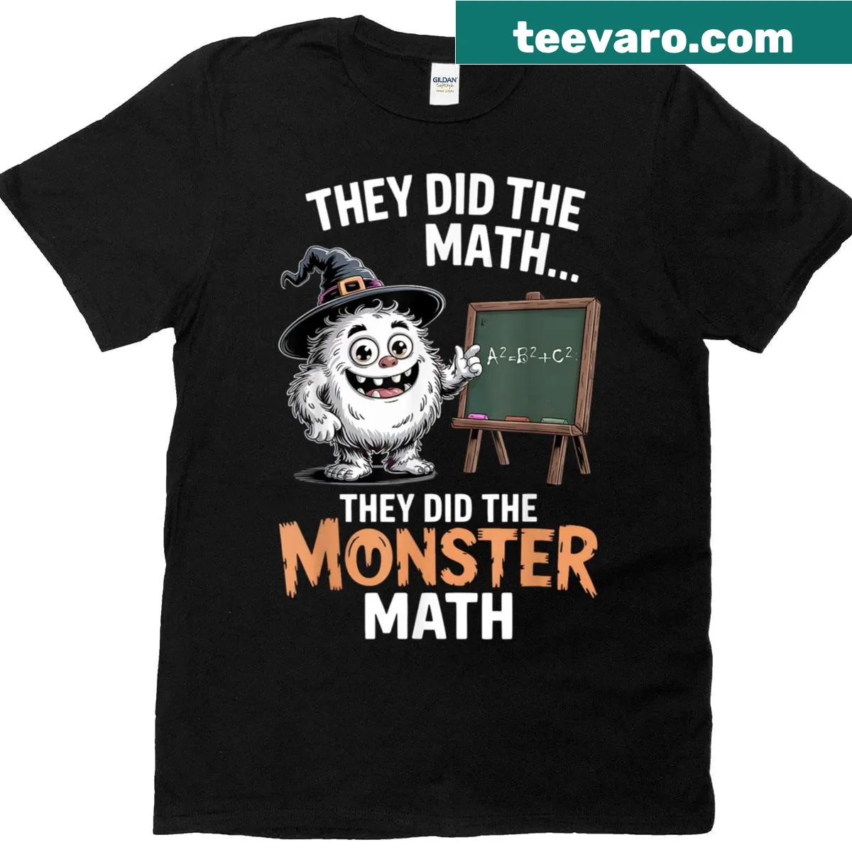Funny yeti monster math teacher Halloween T-shirt — on a men's t-shirt