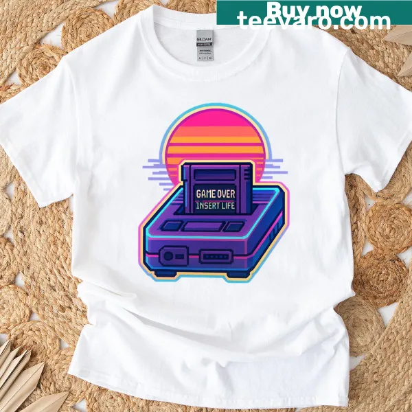 Retro pixel gaming T-shirt with 'Game Over' design