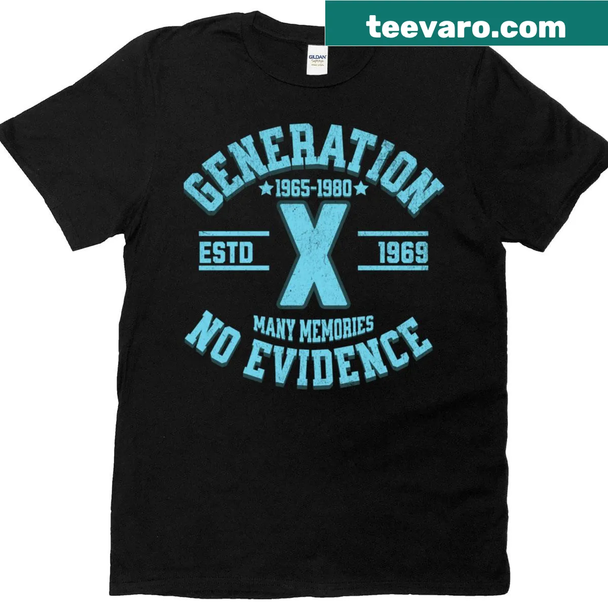 T-shirt celebrating Generation X with humorous text — on a men's t-shirt
