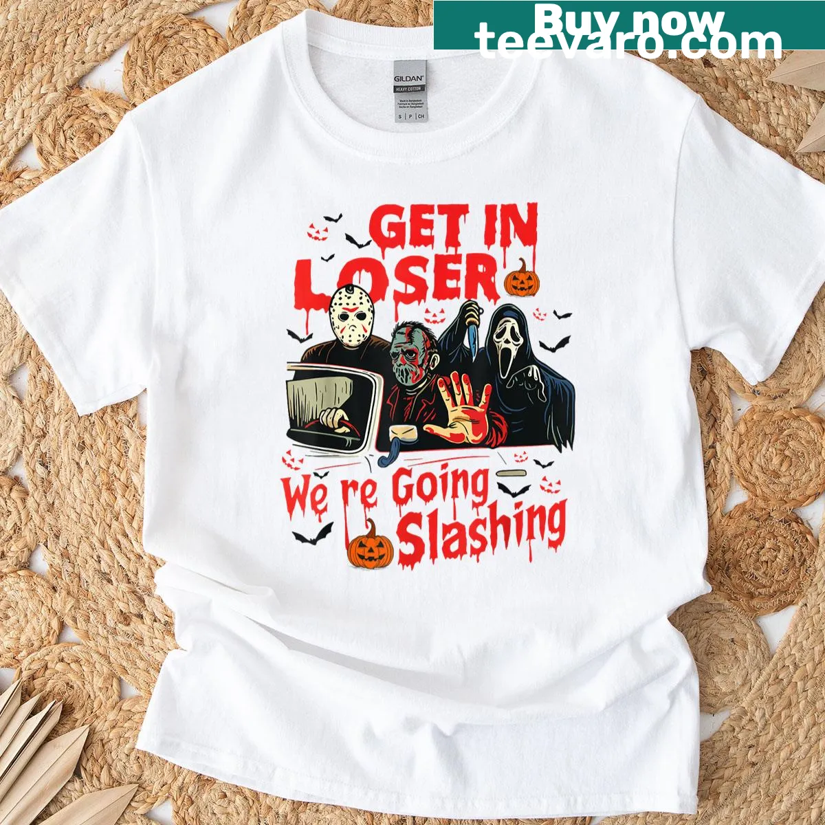 Edgy Halloween themed shirt with a fun horror phrase. — on a men's t-shirt