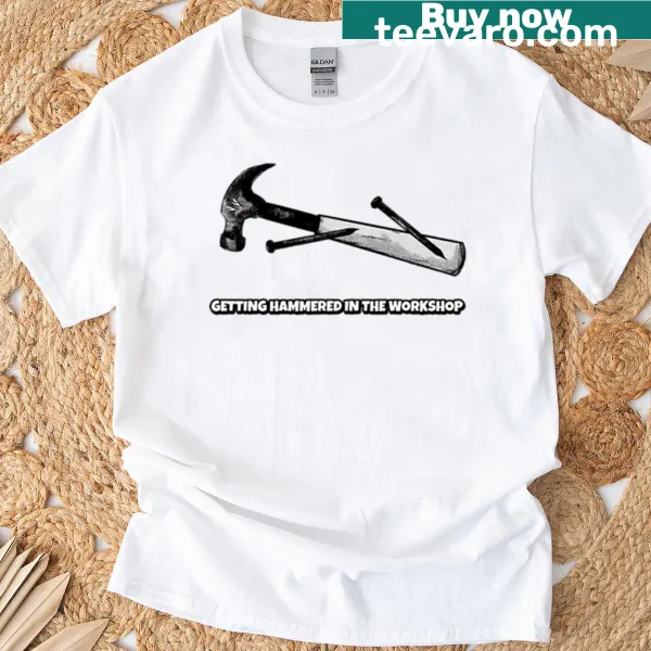 Funny workshop t-shirt with hammer and tool graphic