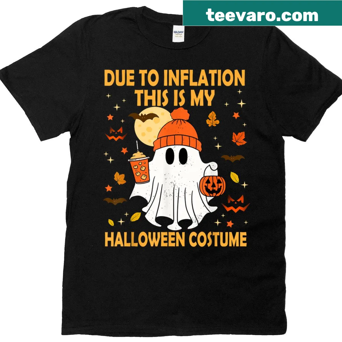 Funny ghost graphic T-shirt for Halloween celebrations — on a men's t-shirt