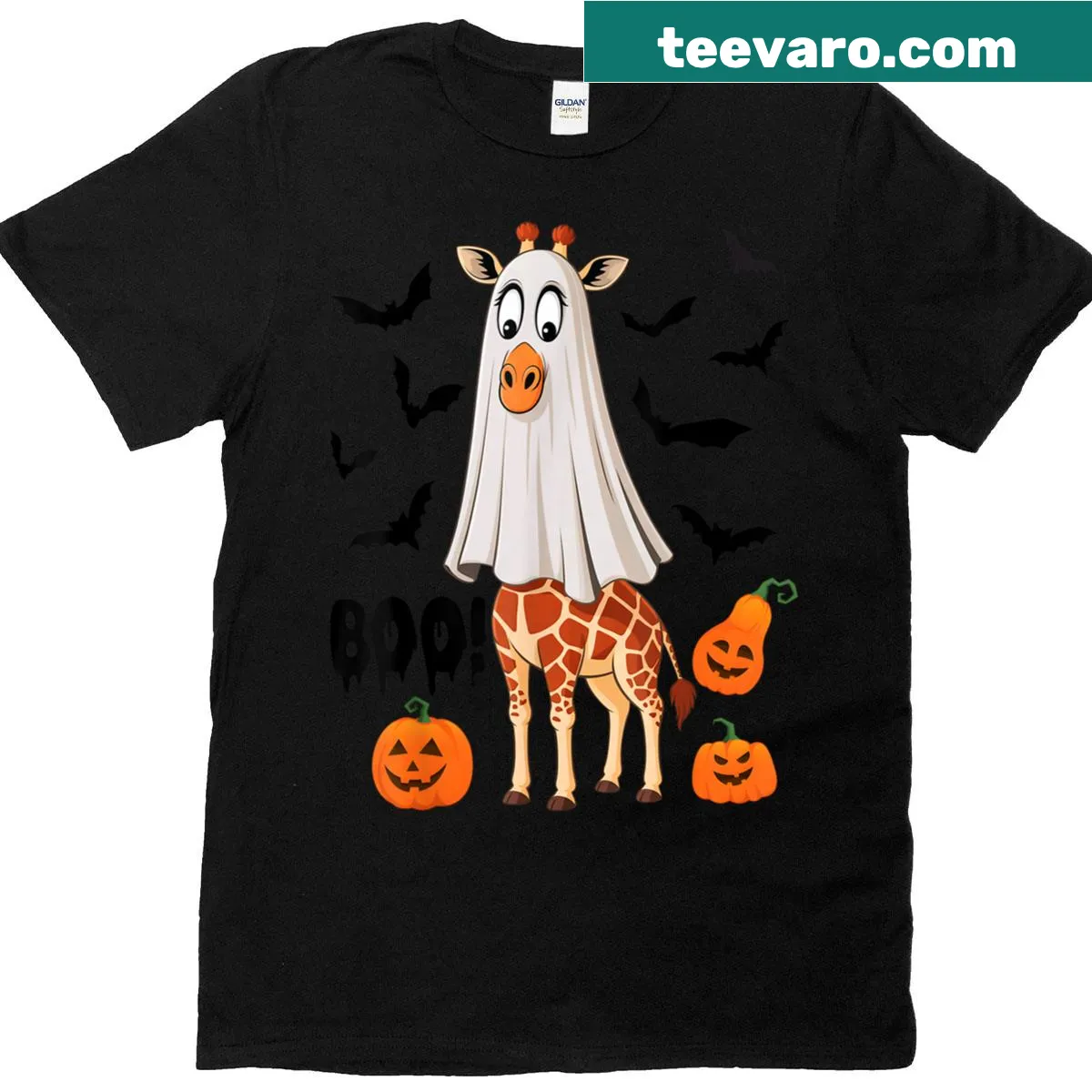 Cute giraffe ghost Halloween costume T-shirt — on a men's t-shirt