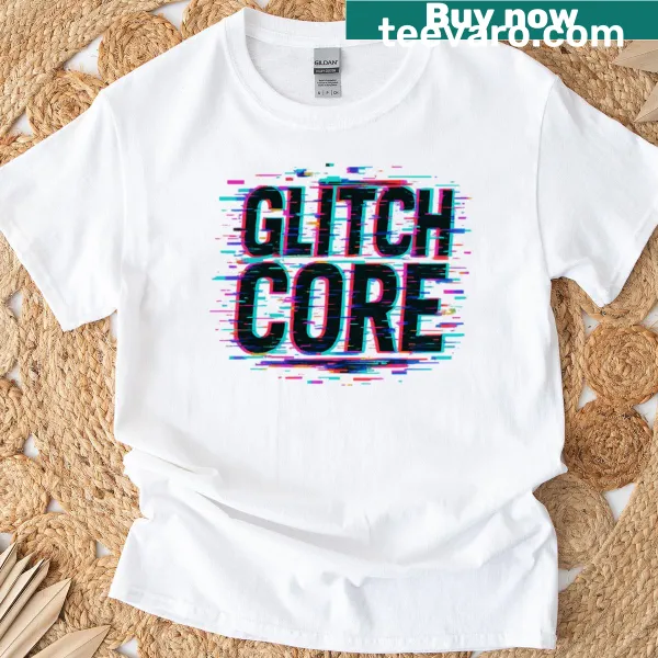Neon glitch typography T-shirt with digital distortion design