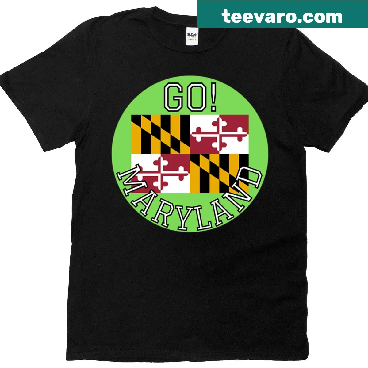 T-shirt with 'Go Maryland' text for state pride — on a men's t-shirt