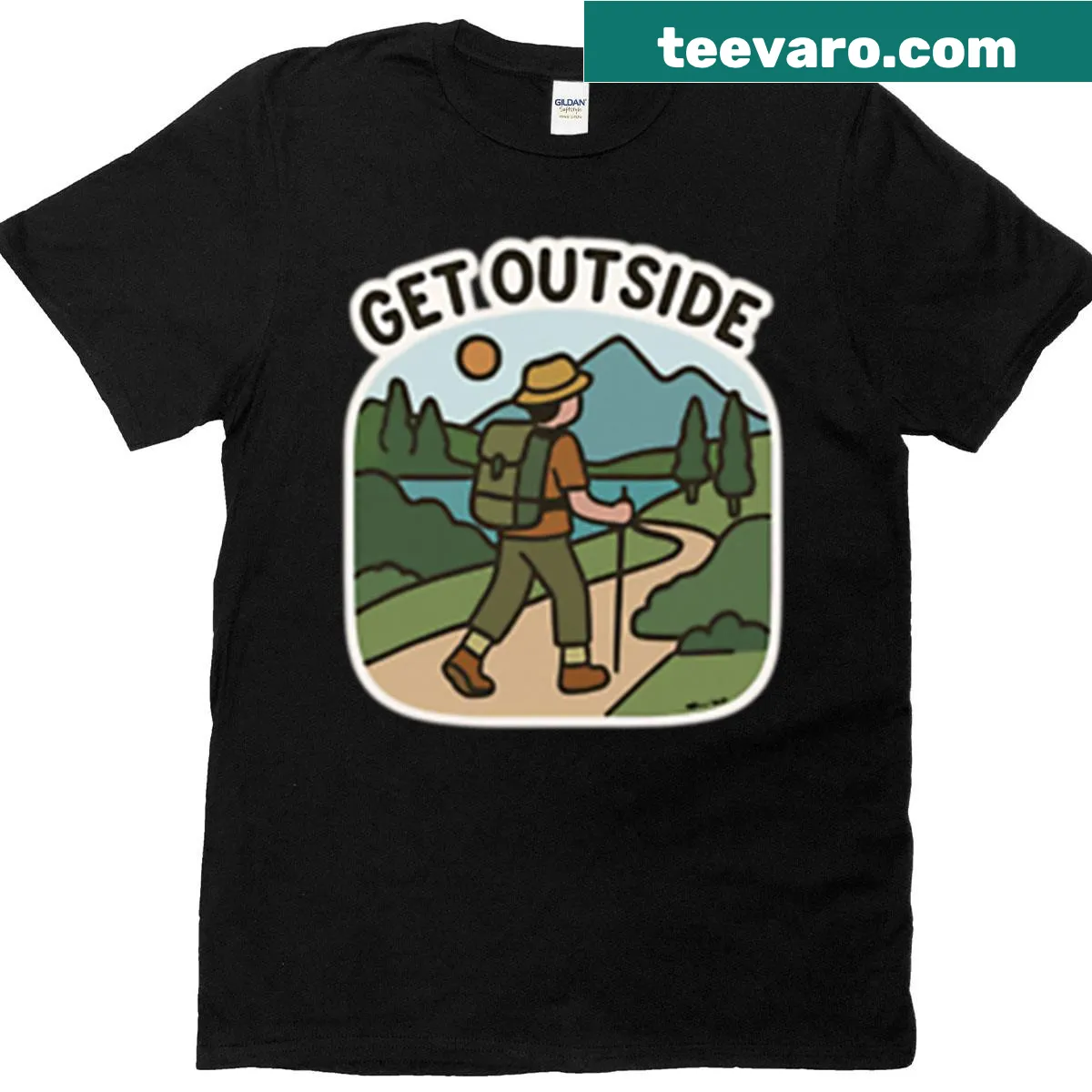 Outdoor adventure design on a T-shirt — on a men's t-shirt