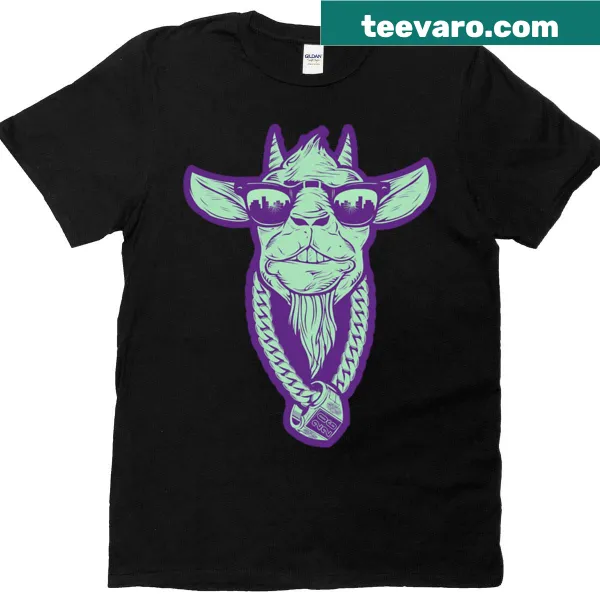 Playful t-shirt featuring a goat head graphic