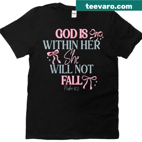 Inspirational t-shirt with text about faith and feminine bow design