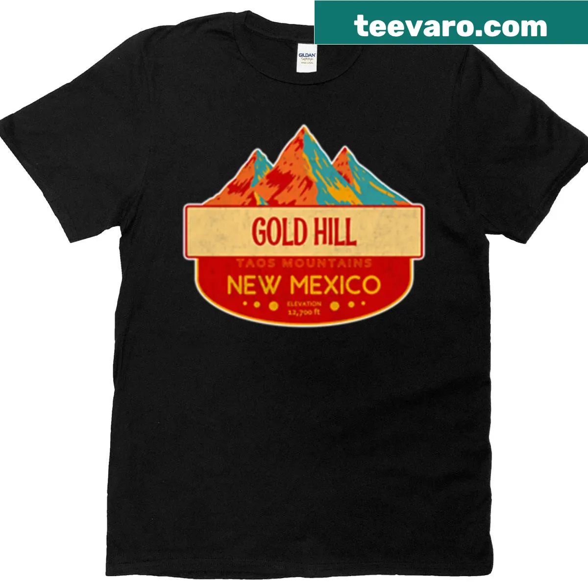 Scenic design of Taos Mountains on shirt — on a men's t-shirt