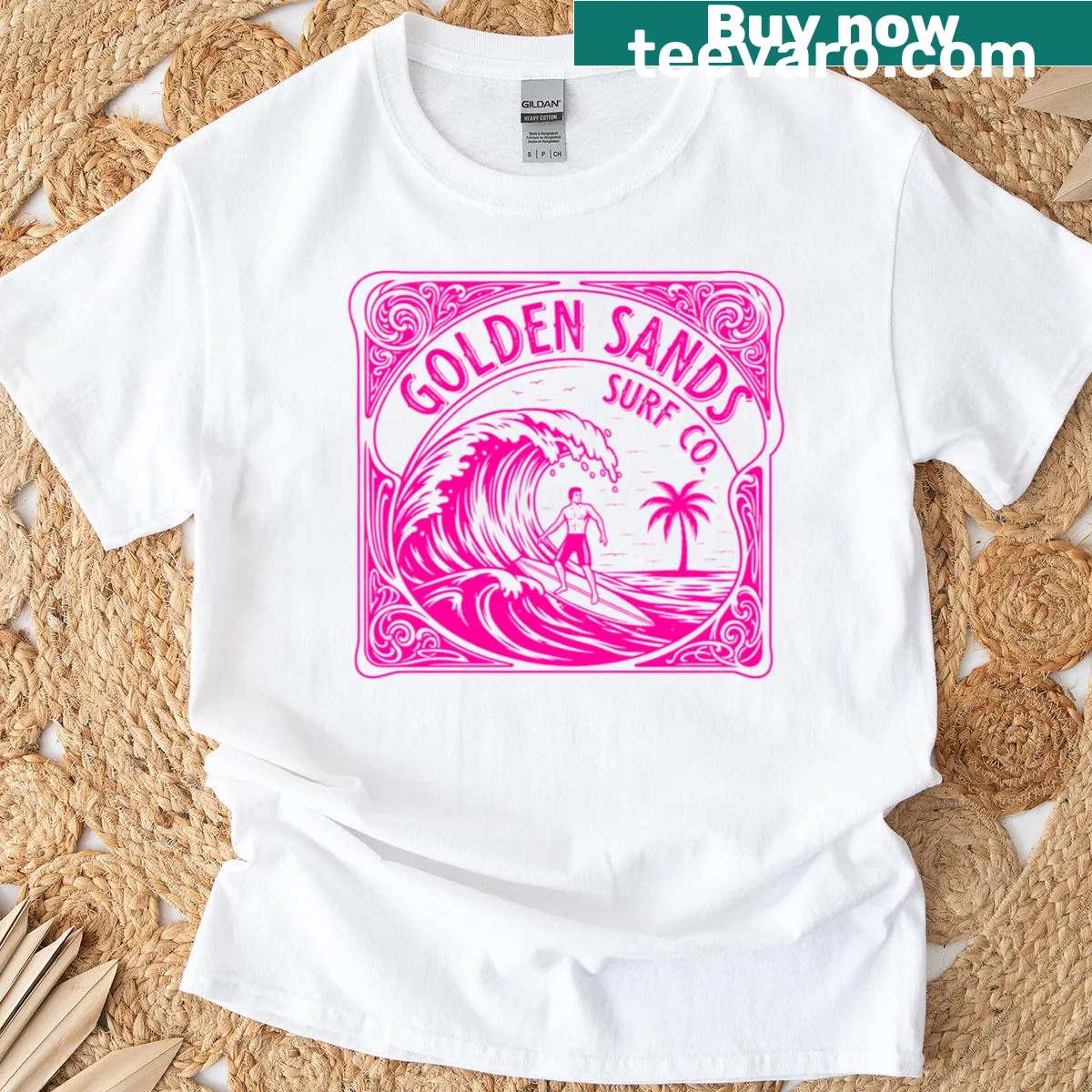 Vintage surf-themed T-shirt evoking beach vibes — on a men's t-shirt