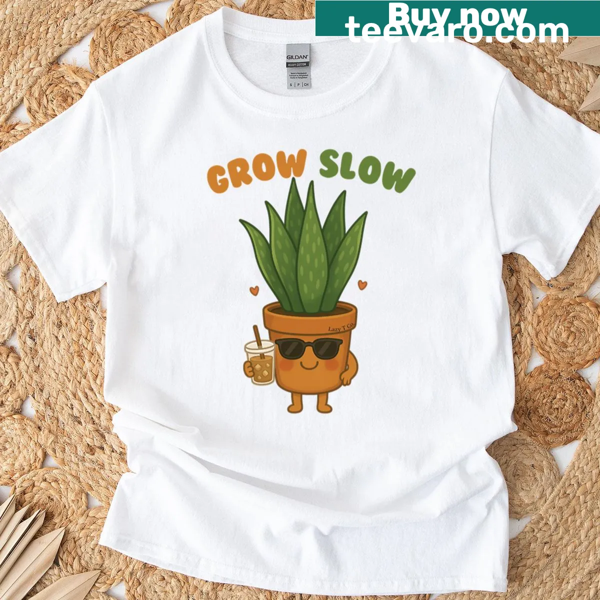 Cute minimalist snake plant graphic T-shirt — on a men's t-shirt