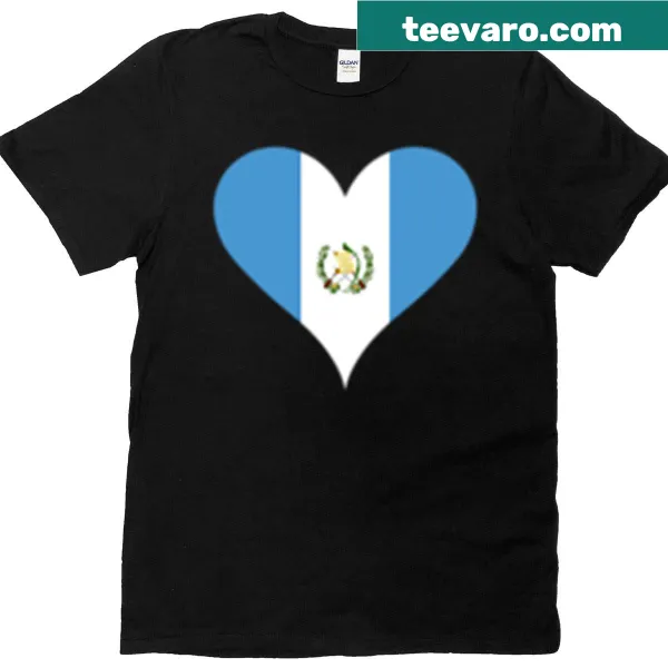 Heart-shaped Guatemala flag graphic on a T-shirt