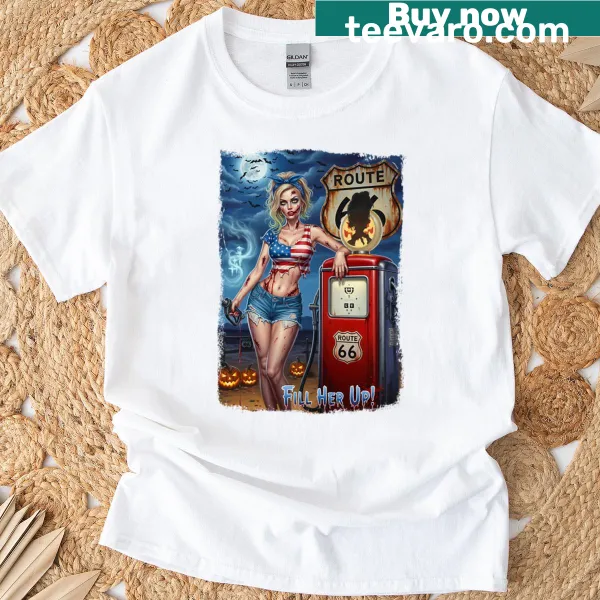 Vintage Halloween graphic tee featuring Route 66 design