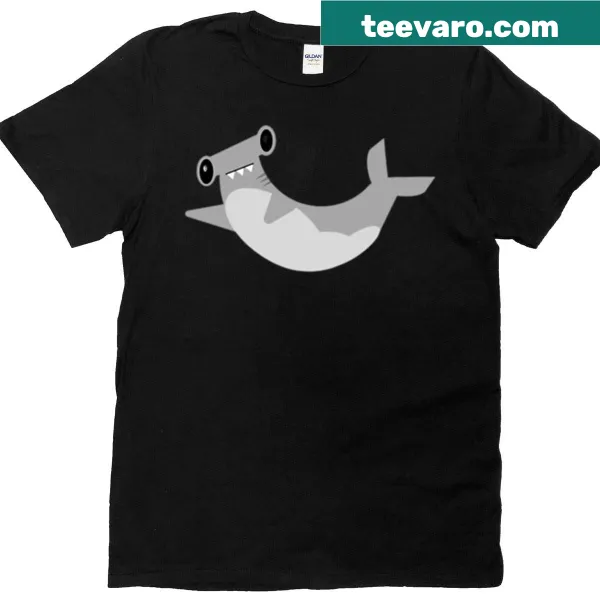 Minimalist silhouette of a hammerhead shark on a T-shirt