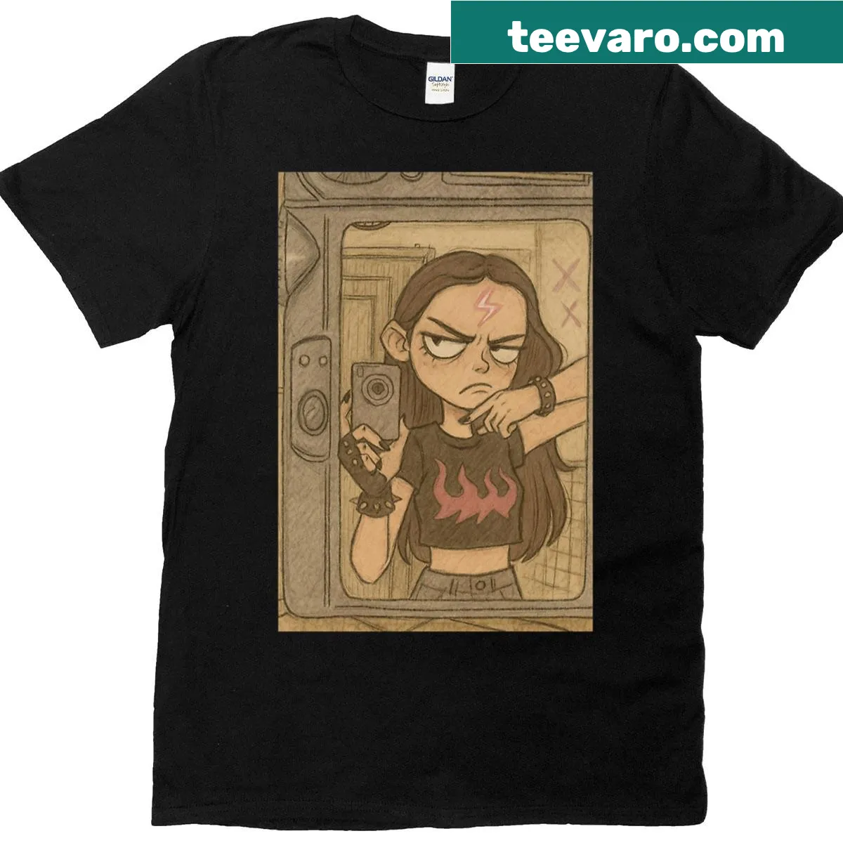 Cute t-shirt with hand-drawn cartoon quote illustration — on a men's t-shirt