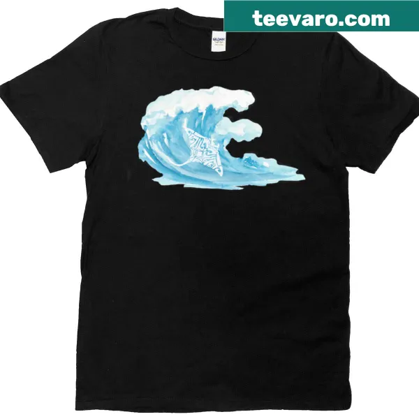 Watercolor stingray swimming through ocean waves on a T-shirt