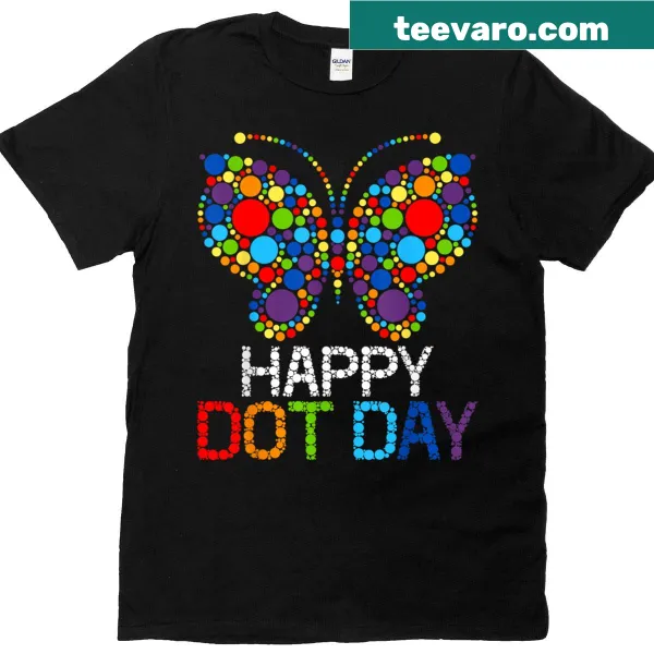 Happy Dot Day T-shirt with butterfly and polka dot design for kids.