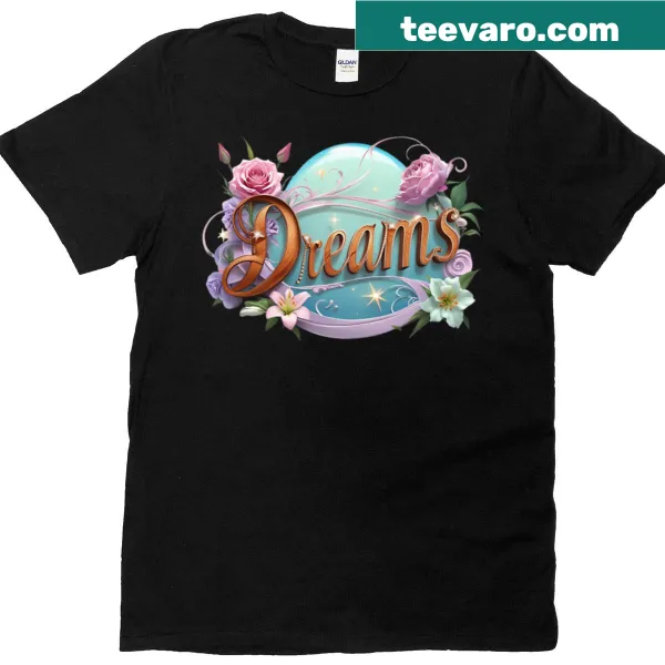 Enchanted garden-themed t-shirt promoting dreams and imagination