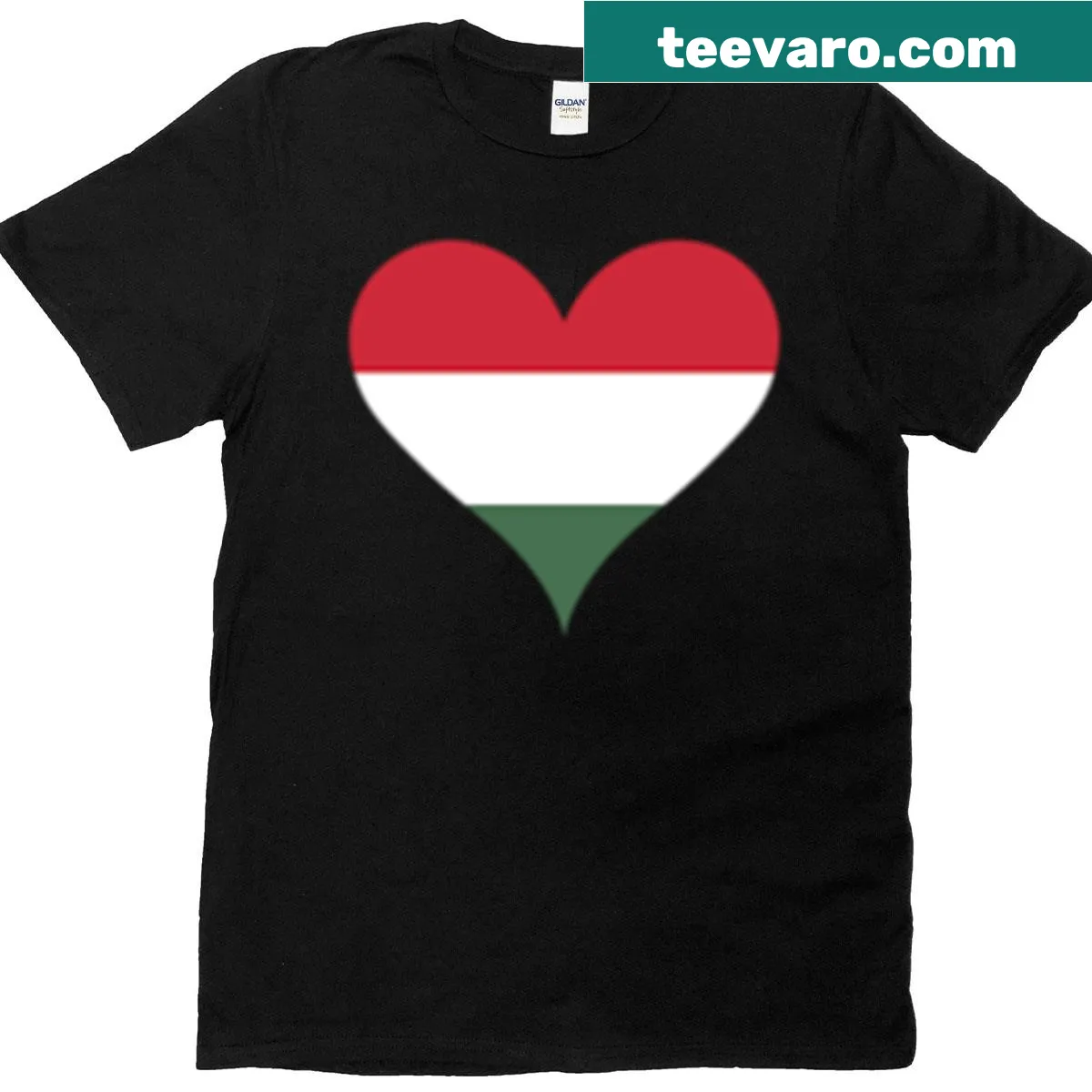 Heart-shaped Hungary flag design on a vintage T-shirt — on a men's t-shirt