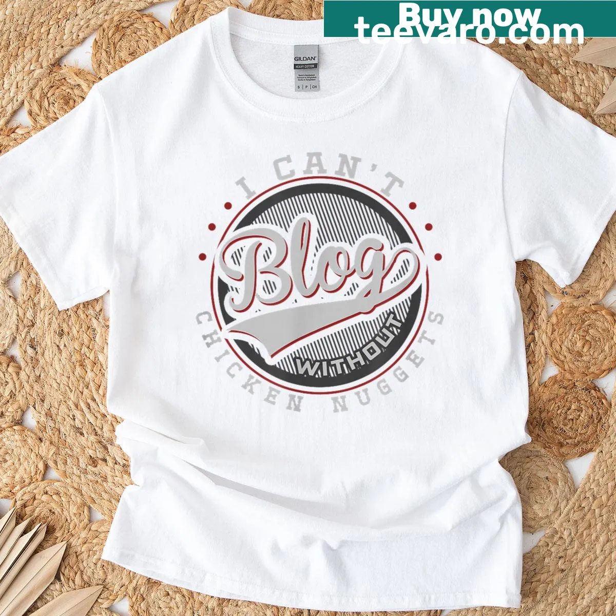 Funny blogging tee with quote about chicken nuggets — on a men's t-shirt