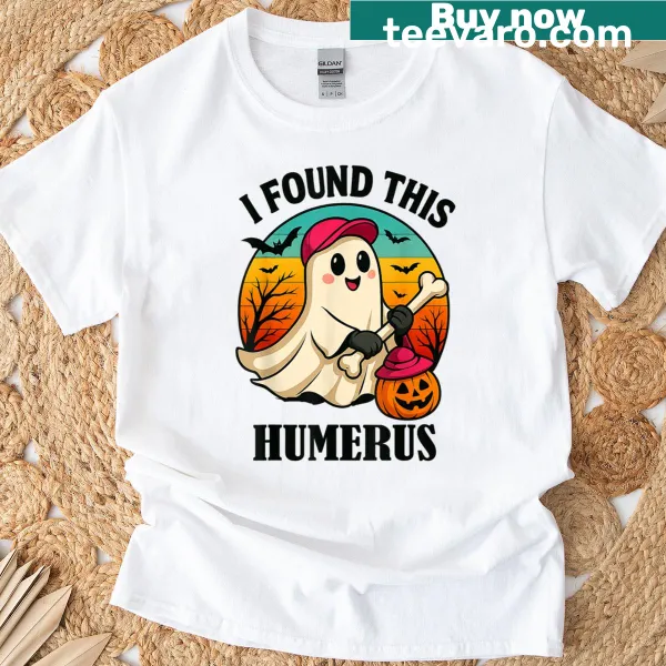Funny ghost with a bone graphic on Halloween t-shirt
