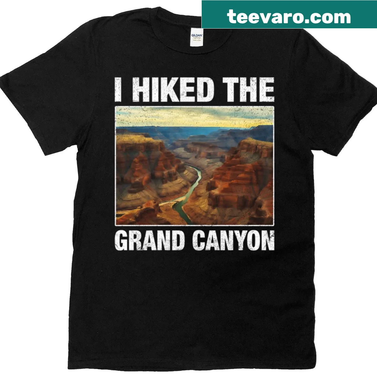 Vintage-style t-shirt celebrating hiking the Grand Canyon — on a men's t-shirt
