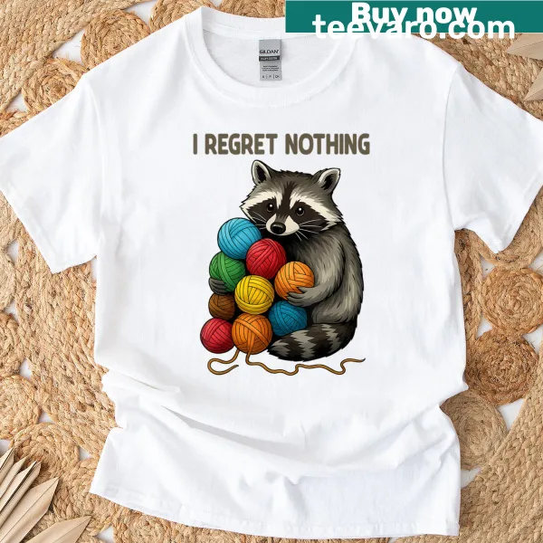 Funny raccoon-themed T-shirt for yarn lovers