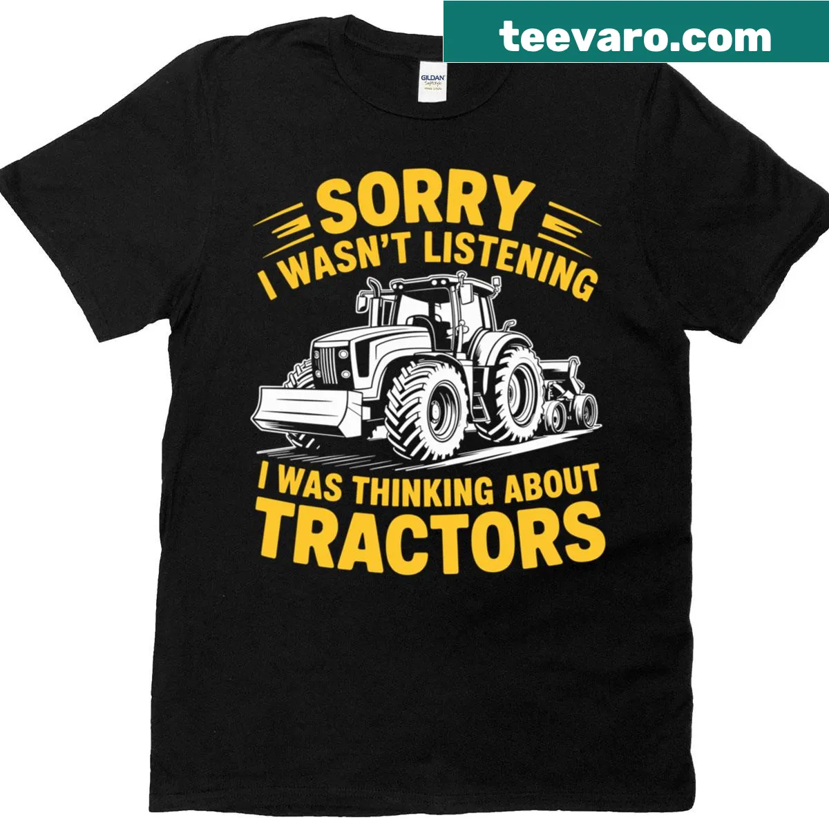 Funny farmer T-shirt with tractor-themed quote — on a men's t-shirt