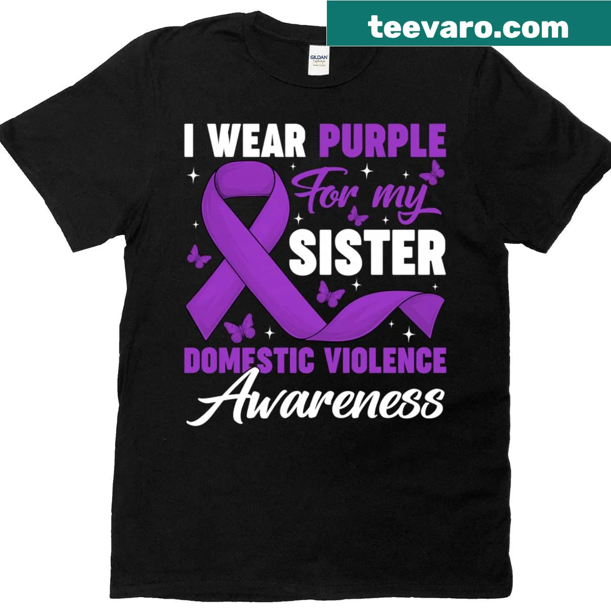 Awareness shirt with text for domestic violence — on a men's t-shirt