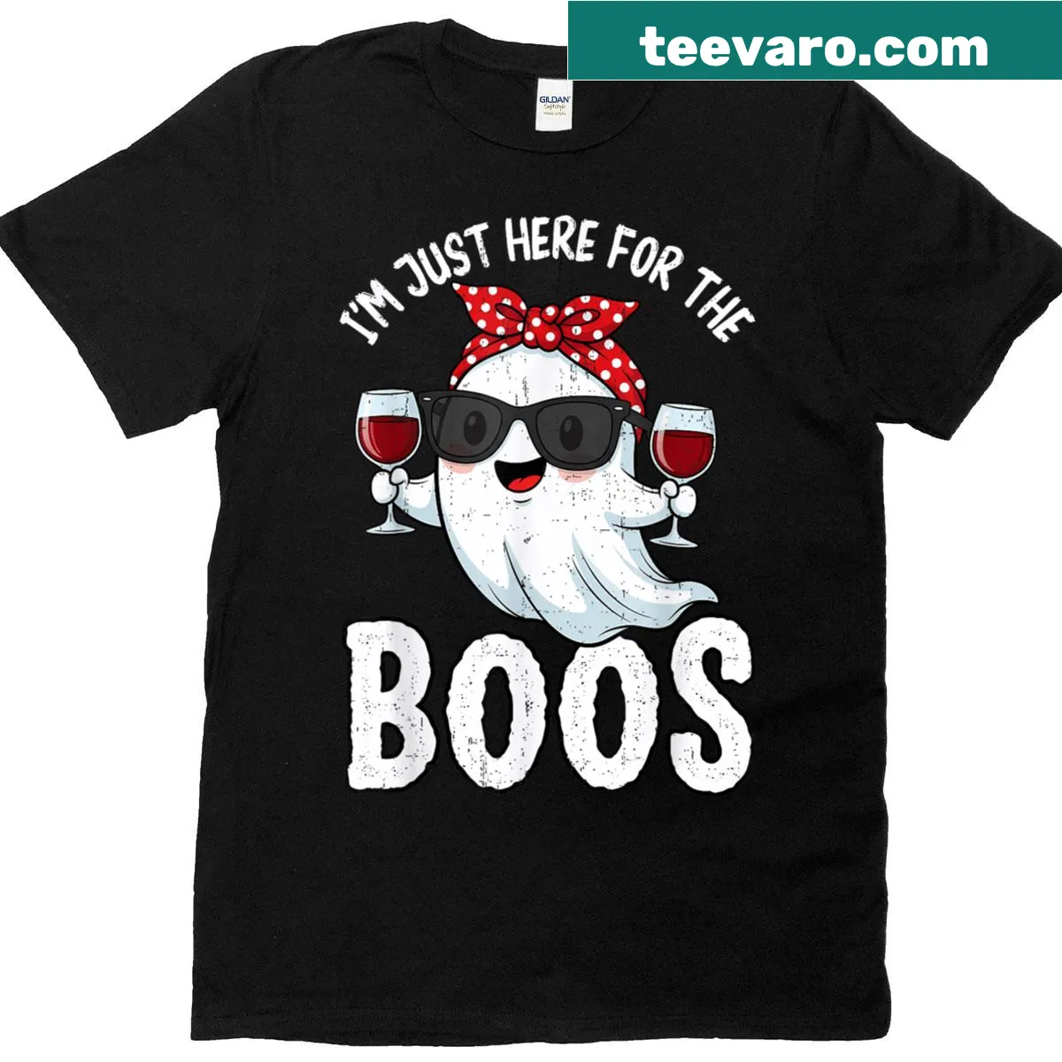 Funny ghost graphic with text for Halloween — on a men's t-shirt