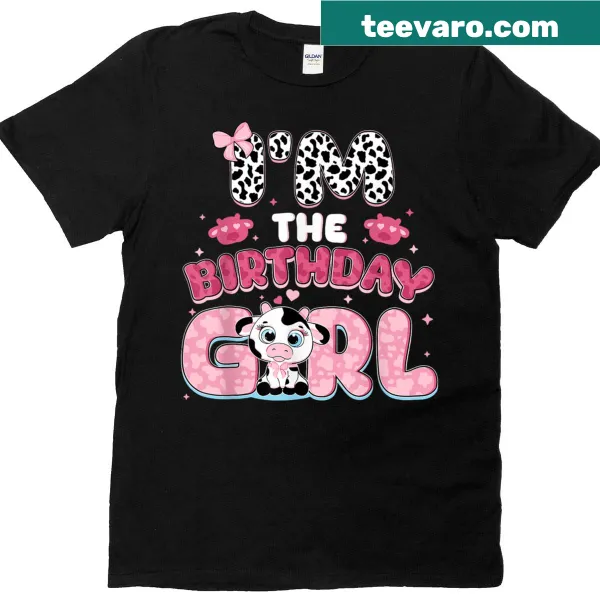 Cute birthday T-shirt for kids with a farm cow design