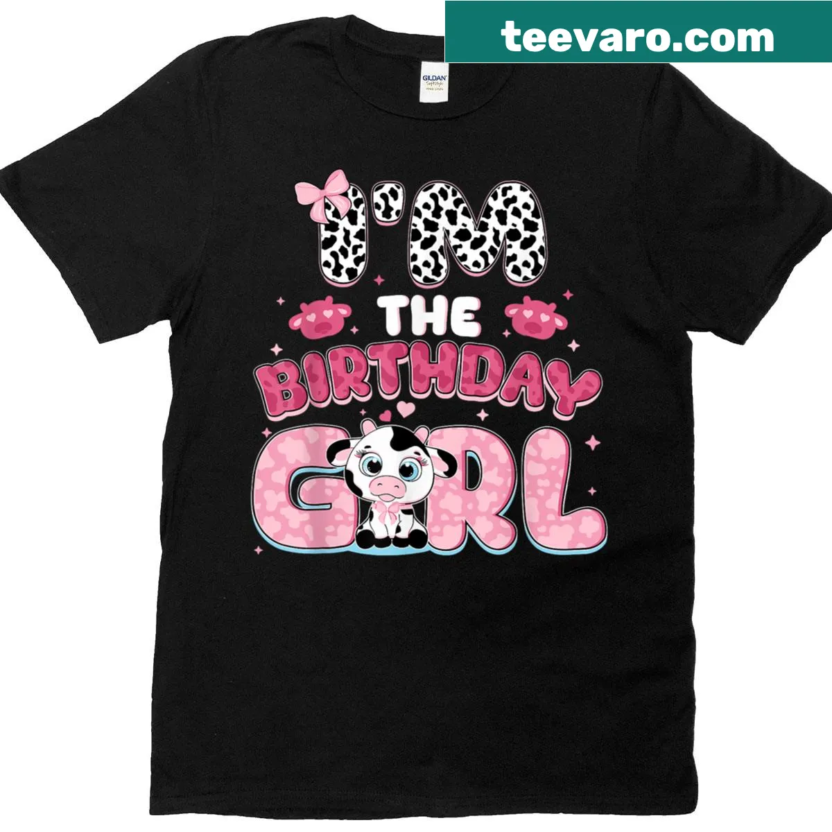 Cute birthday T-shirt for kids with a farm cow design — on a men's t-shirt