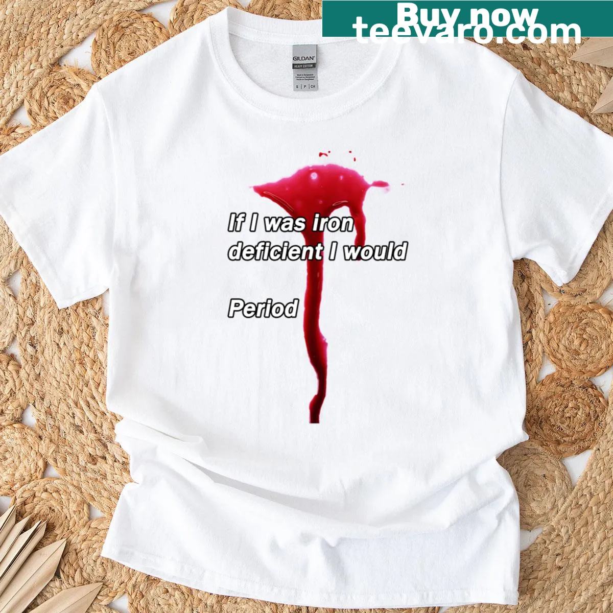 Humorous graphic shirt on iron deficiency — on a men's t-shirt