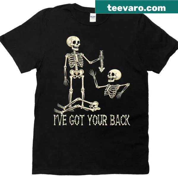 Skeleton graphic with humorous text on Halloween T-shirt