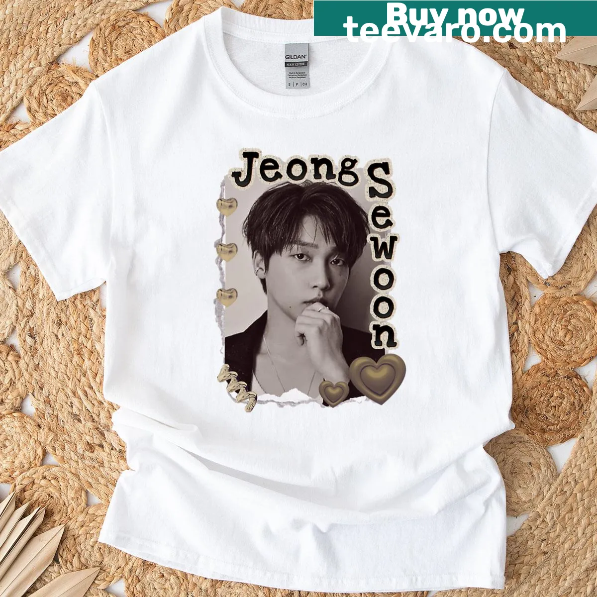 Scrapbook collage design featuring Jeong Sewoon — on a men's t-shirt