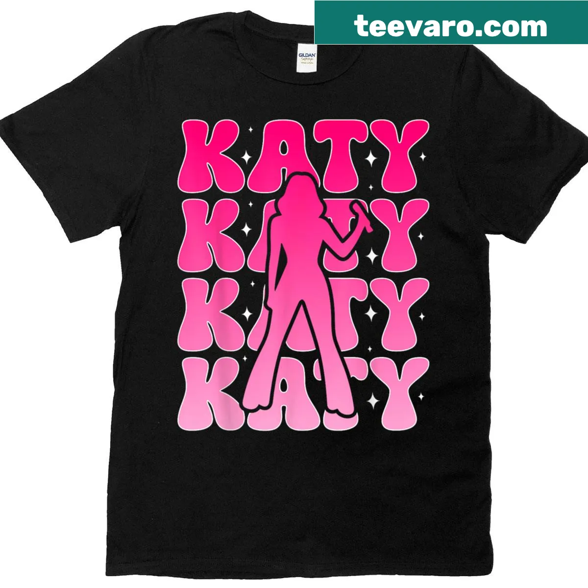 T-shirt celebrating Katy Perry with playful graphics — on a men's t-shirt