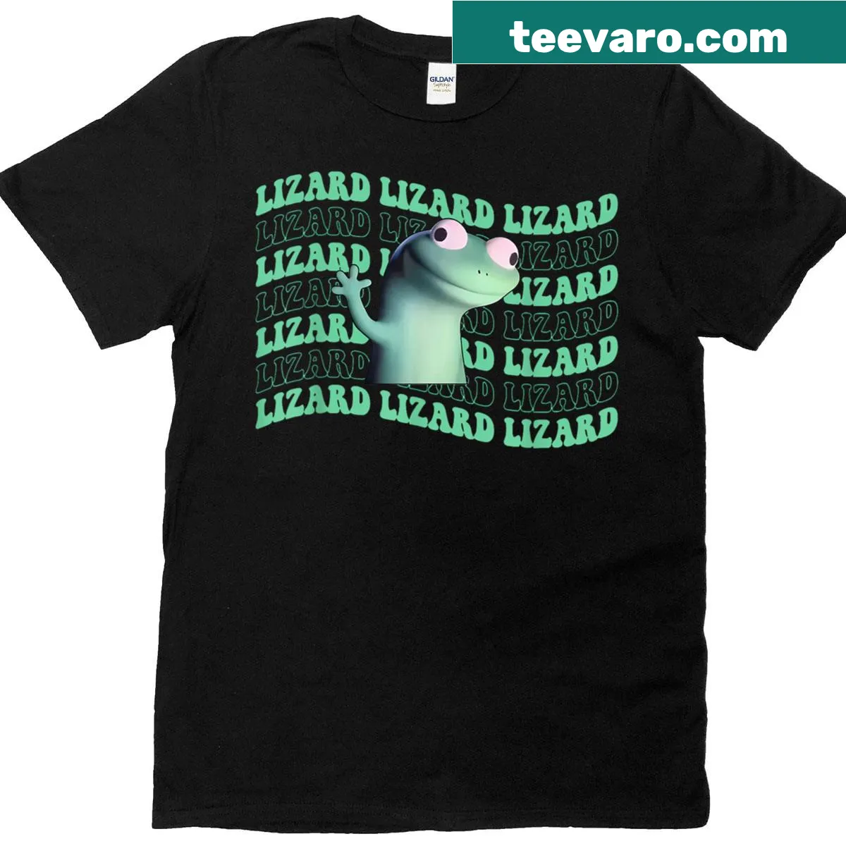 Funny kids t-shirt with cartoon lizards and meme text — on a men's t-shirt