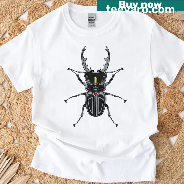Playful illustration of a Kuwagar Borg beetle on a T-shirt