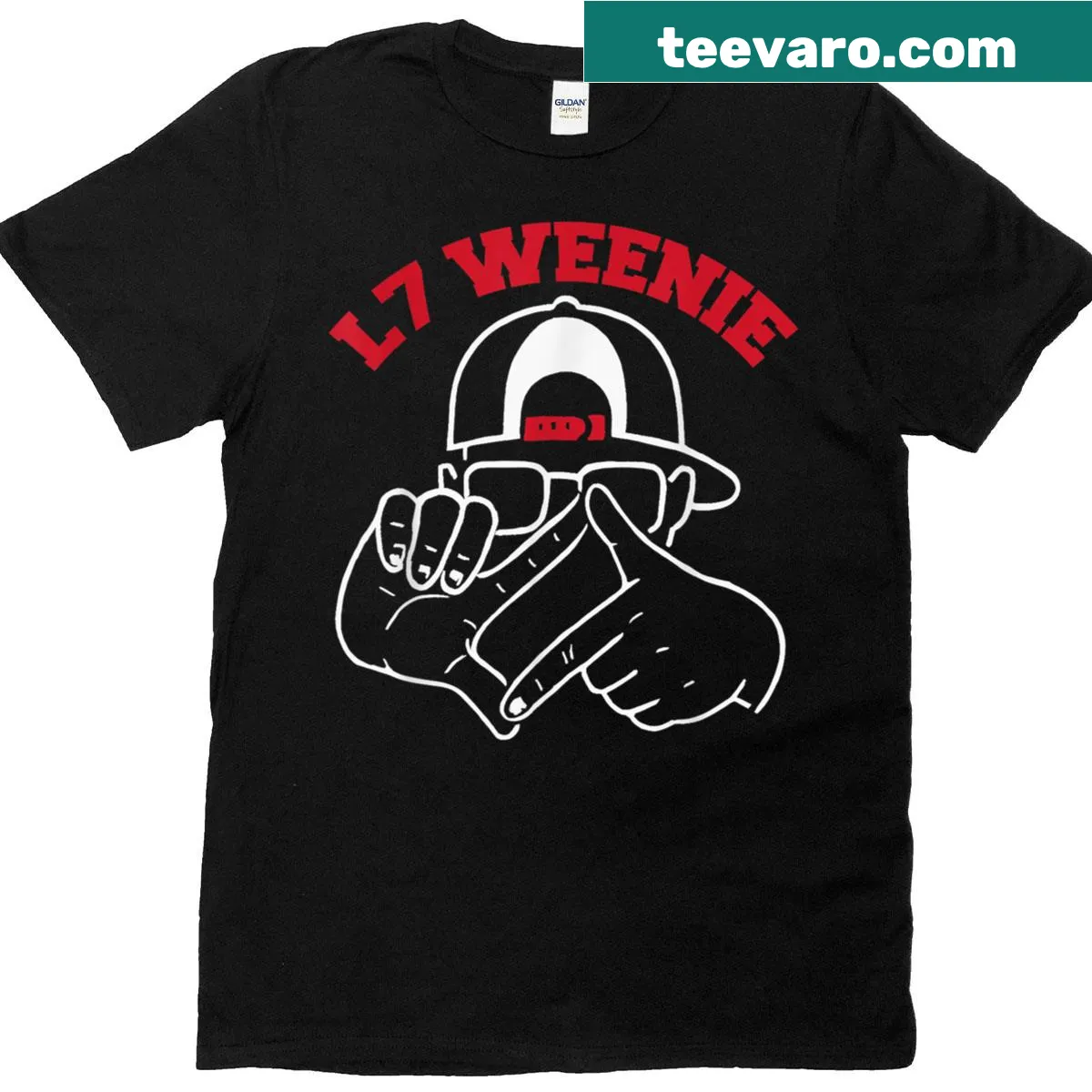 T-shirt featuring L7 band design for music fans — on a men's t-shirt