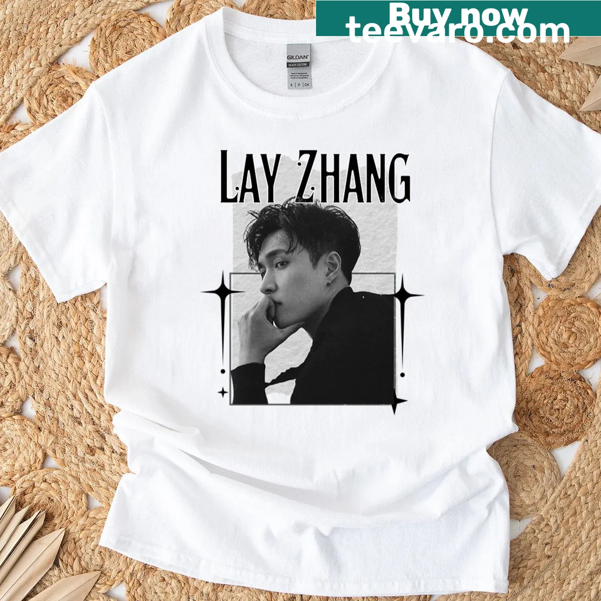 Y2K vintage design shirt featuring Lay Zhang from EXO — on a men's t-shirt
